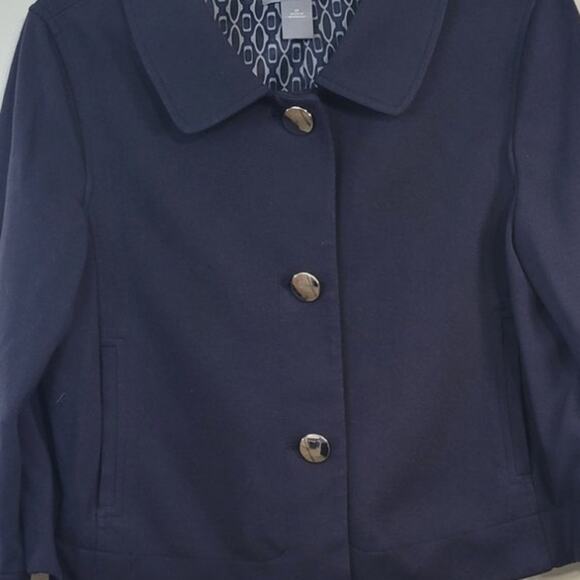 Anne Klein Blazer Womens Size 12 Navy Corpcore Office Attire Preppy Classiccore - Picture 2 of 7